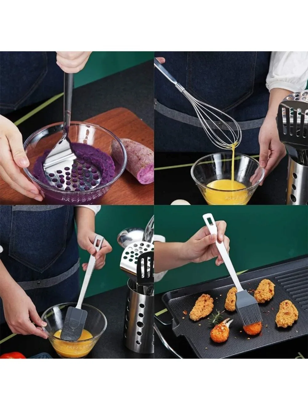 13-Piece Stainless Steel Kitchen Utensils Set, Non-Stick, Heat Resistant, Easy